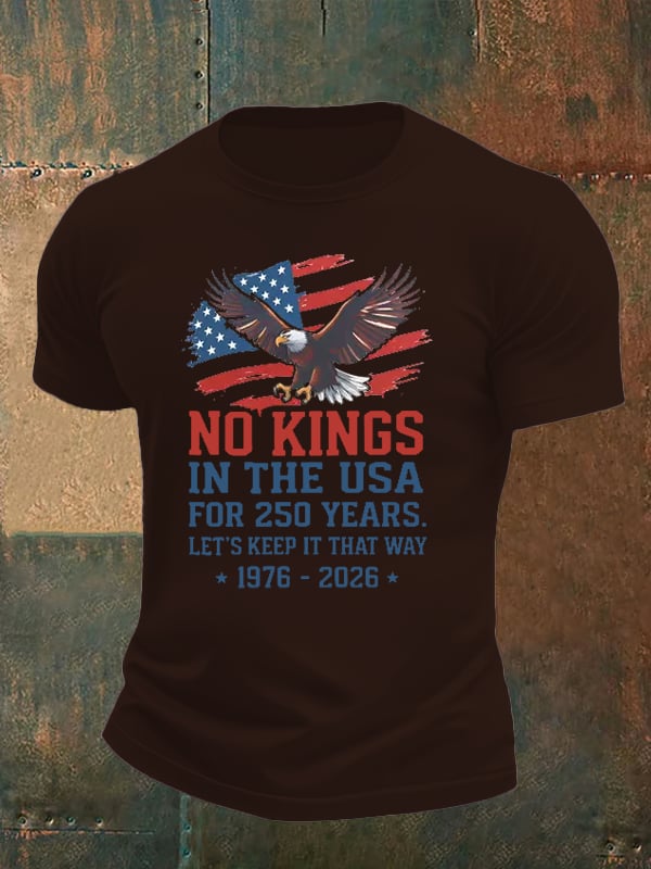 🔥Buy 3 Get 15% Off🔥Men's No Kings USA Patriotic Tee ,250 Years of Democracy printed T-shirt