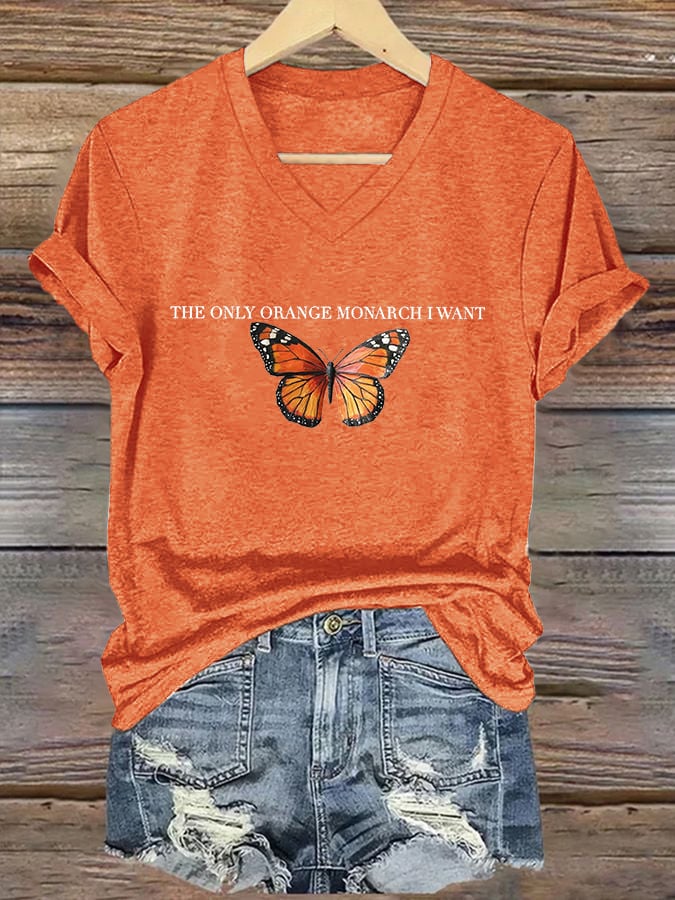 🔥Buy 3 Get 15% Off🔥V-Neck Retro We Only Need One Monarch And It's A Butterfly Print T-Shirt