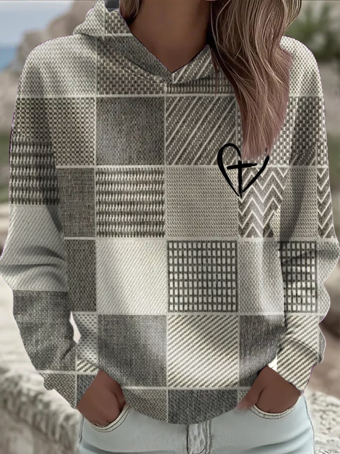 Women's Faith Print Casual Hooded Sweatshirt