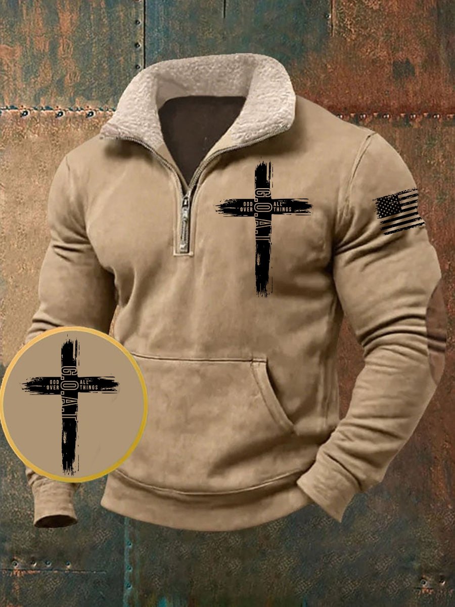 Men's God Over All Things Print Zip Sweatshirt