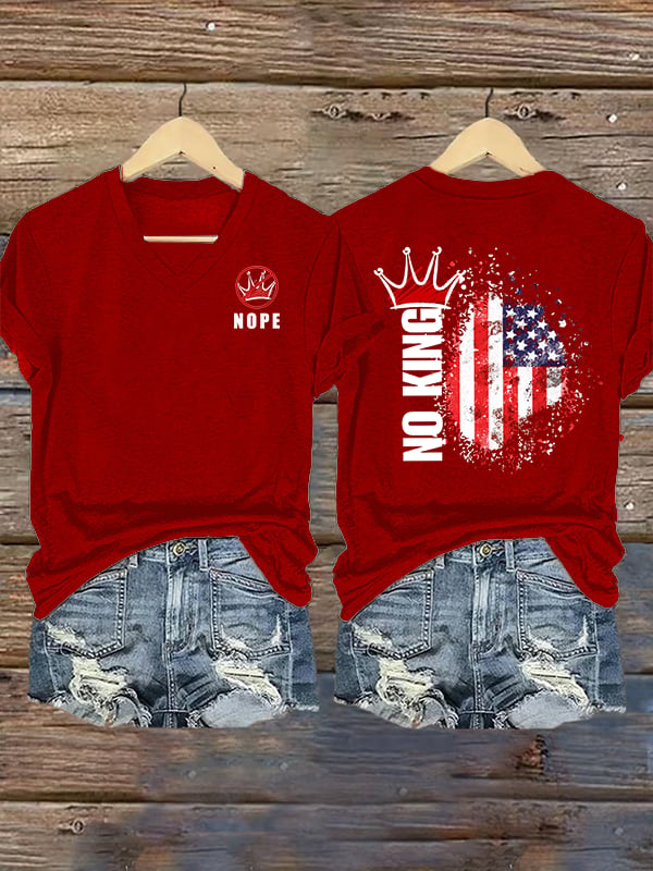 🔥Buy 3 Get 15% Off🔥Women's NOPE No King American Flag Print T-Shirt