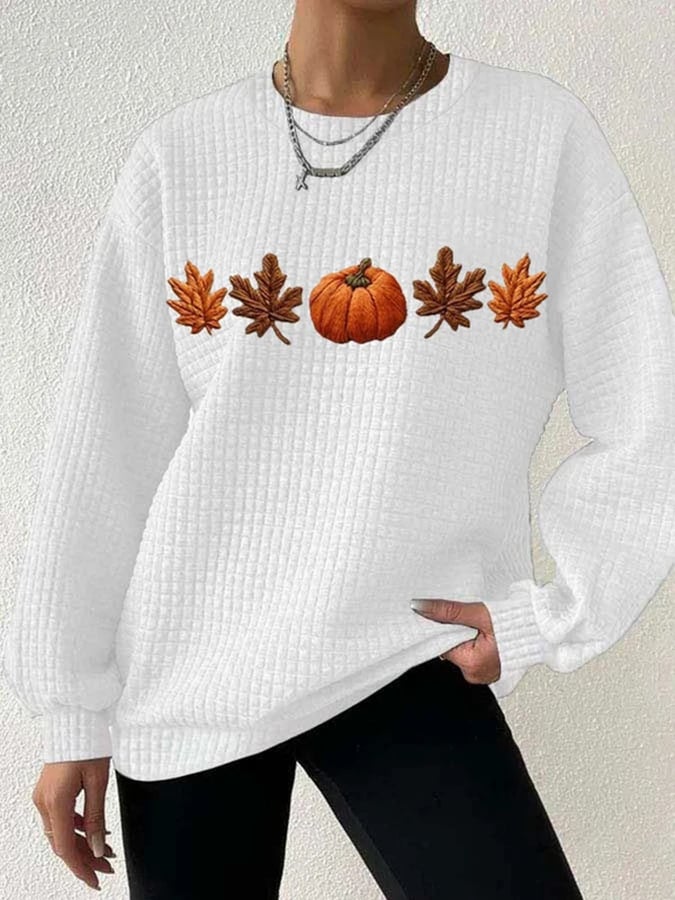 Women's Fall Pumpkin Check Sweatshirt