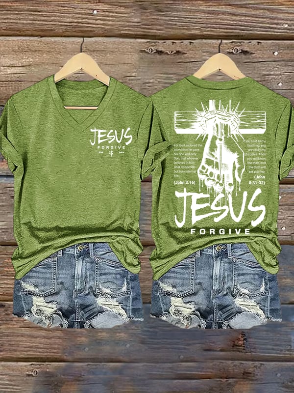 Women's Jesus Loves You Chirtsian printing T-Shirt