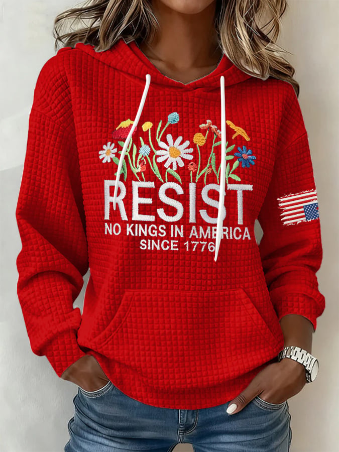 🔥Buy 3 Get 15% Off🔥Retro Resist No Kings In America Since 1776 Print Hoodie