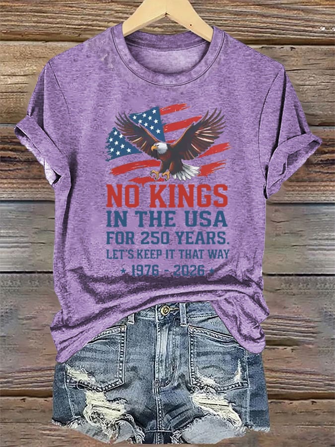🔥Buy 3 Get 15% Off🔥Women's No Kings USA Patriotic Tee ,250 Years of Democracy printed T-shirt