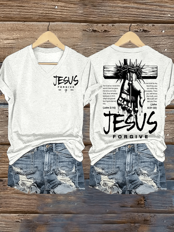 Women's Jesus Loves You Chirtsian printing T-Shirt