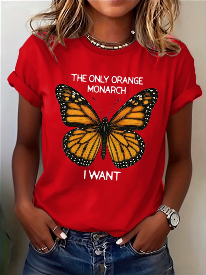 🔥Buy 3 Get 15% Off🔥Women's The Only Orange Monarch I Want Print T-Shirt