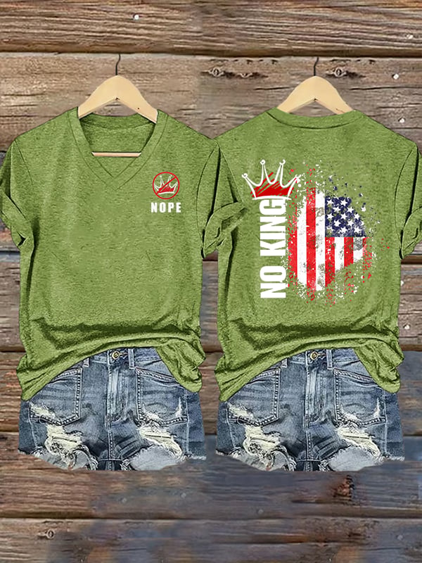 🔥Buy 3 Get 15% Off🔥Women's NOPE No King American Flag Print T-Shirt