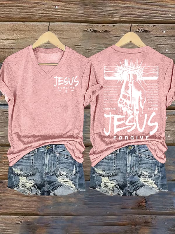 Women's Jesus Loves You Chirtsian printing T-Shirt