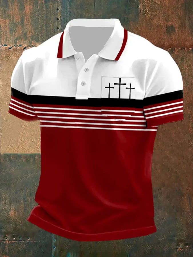 🔥Buy 3 Get 15% Off🔥Men's Retro Faith Casual Printed With Pocket Polo Shirt