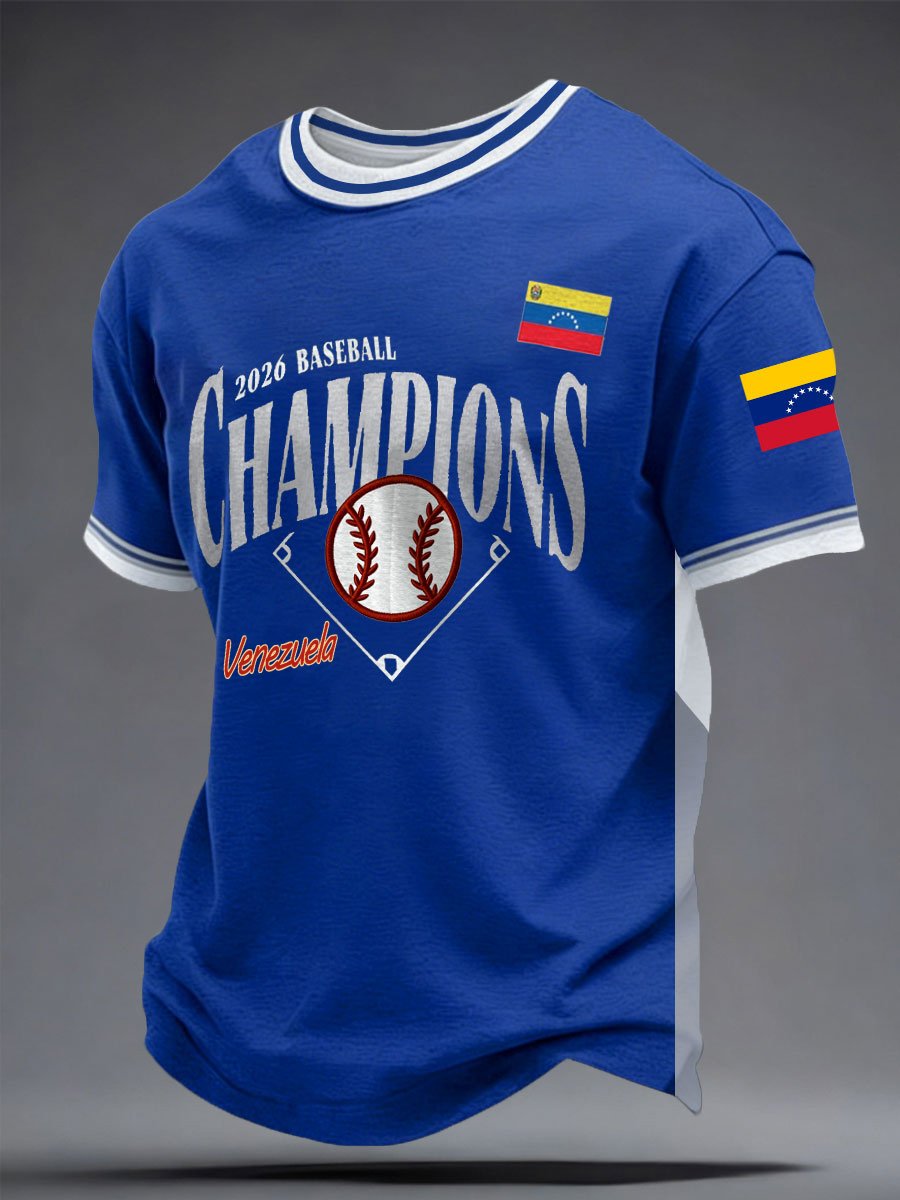 Men's Venezuelan Baseball Champions Print Casual T-shirt