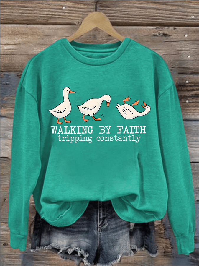 Women's Walking by Faith Tripping Constantly Sweatshirt