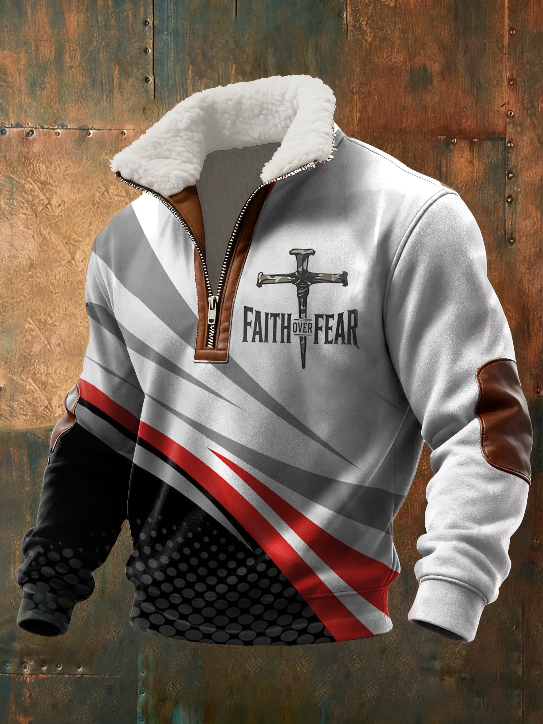 Men's Casual Faith Color Block Gradient Zipper Sweatshirt
