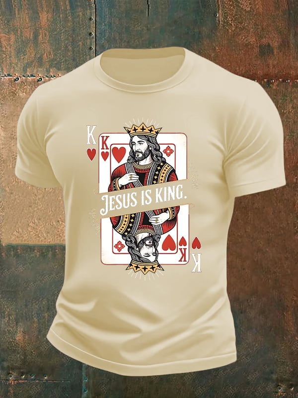 Men's Jesus Is King Christian Print T-Shirt
