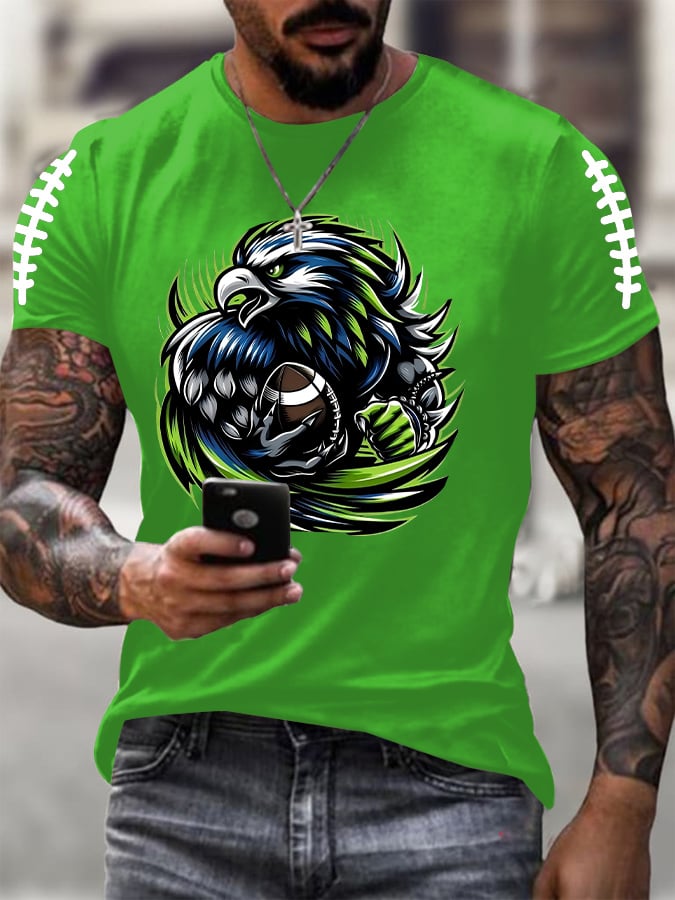 Men's Football Print Casual T-shirt