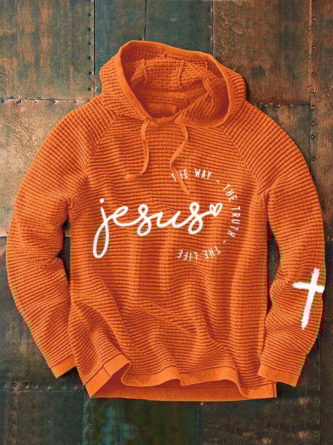 Men'S Jesus The Way The Truth The Life Print Long Sleeve Hoodie