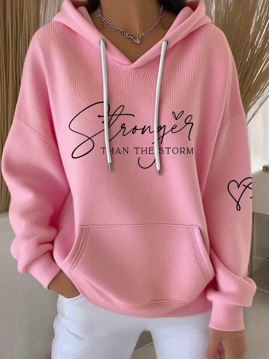 Women's Faith Striped Casual Hooded Sweatshirt