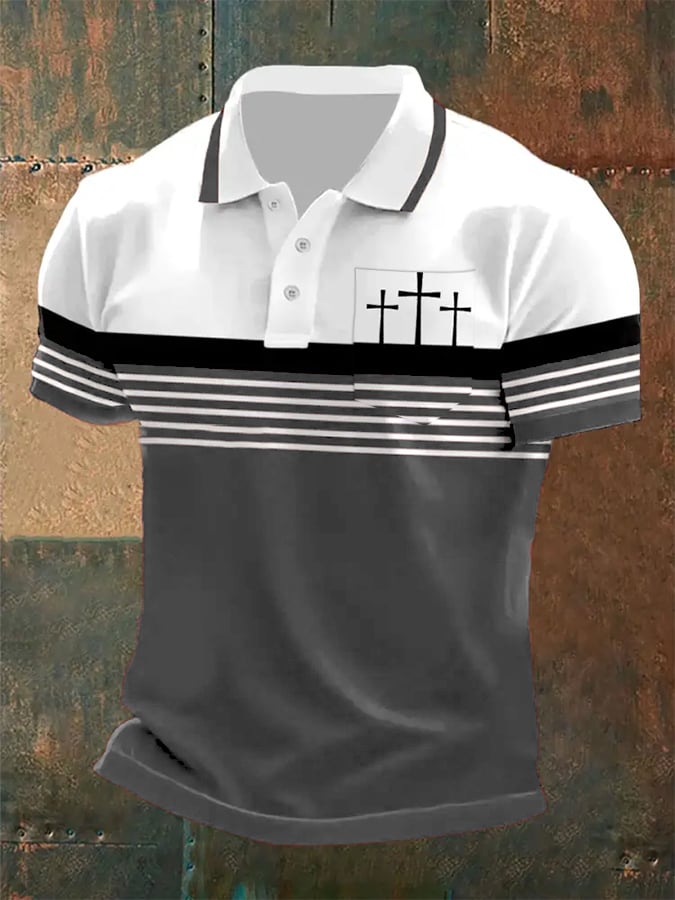 🔥Buy 3 Get 15% Off🔥Men's Retro Faith Casual Printed With Pocket Polo Shirt
