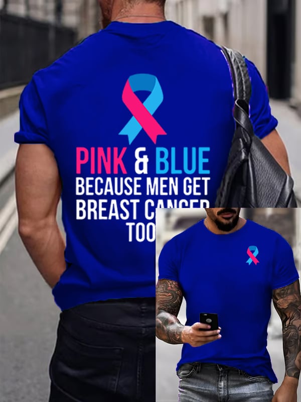 Men's Casual Breast Cancer Print T-Shirt