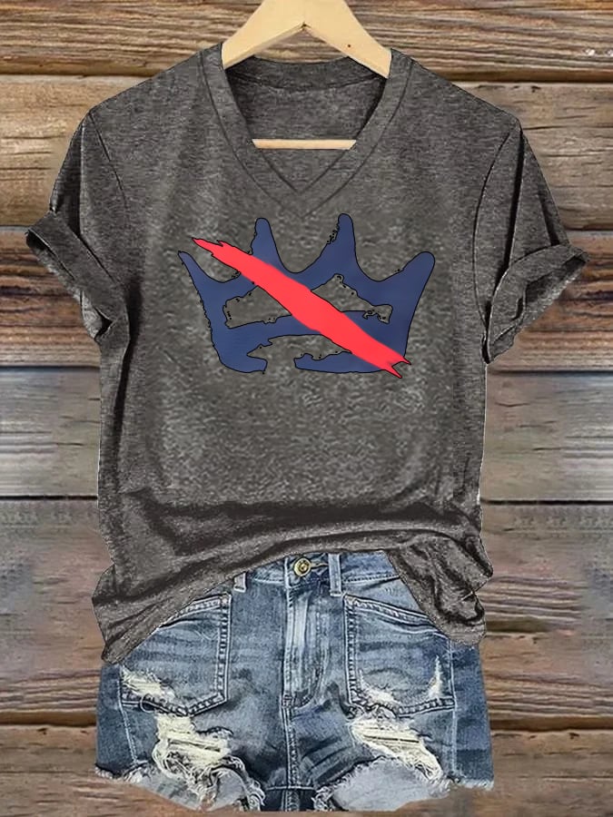 🔥Buy 3 Get 15% Off🔥V-neck Women's America has no kings Printed Casual T-Shirt