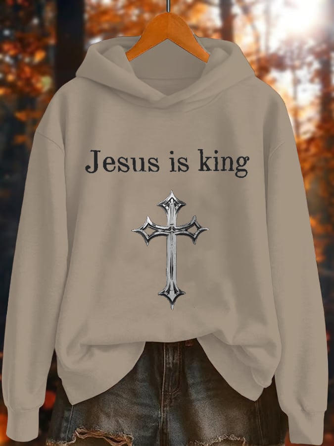Women's Casual Jesus Is King Warm Sweatshirt