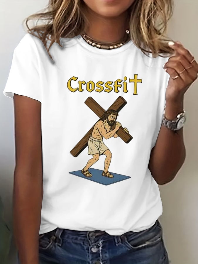 🔥Buy 3 Get 15% Off🔥Women's Crossfit Jesus Print Casual T-Shirt