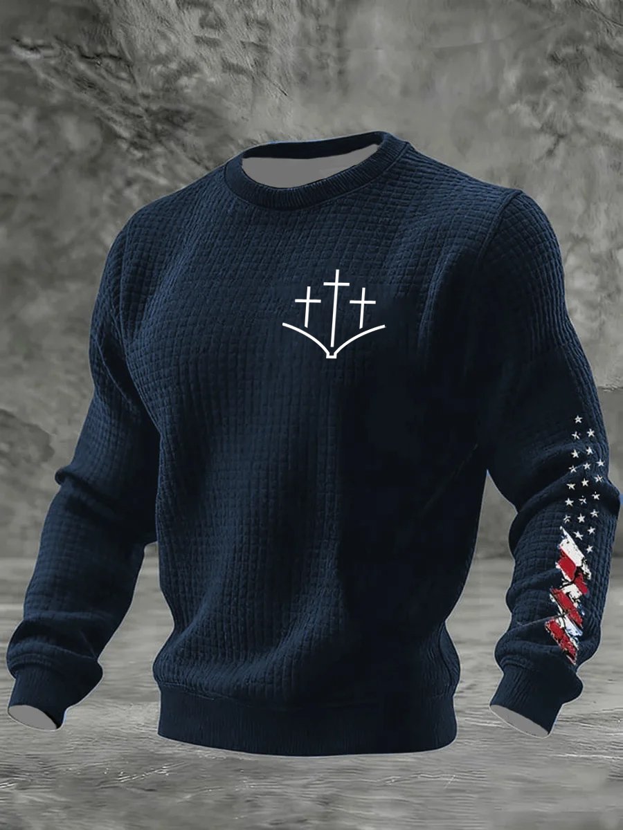 Men's Faith Printed Casual Long-Sleeved Top