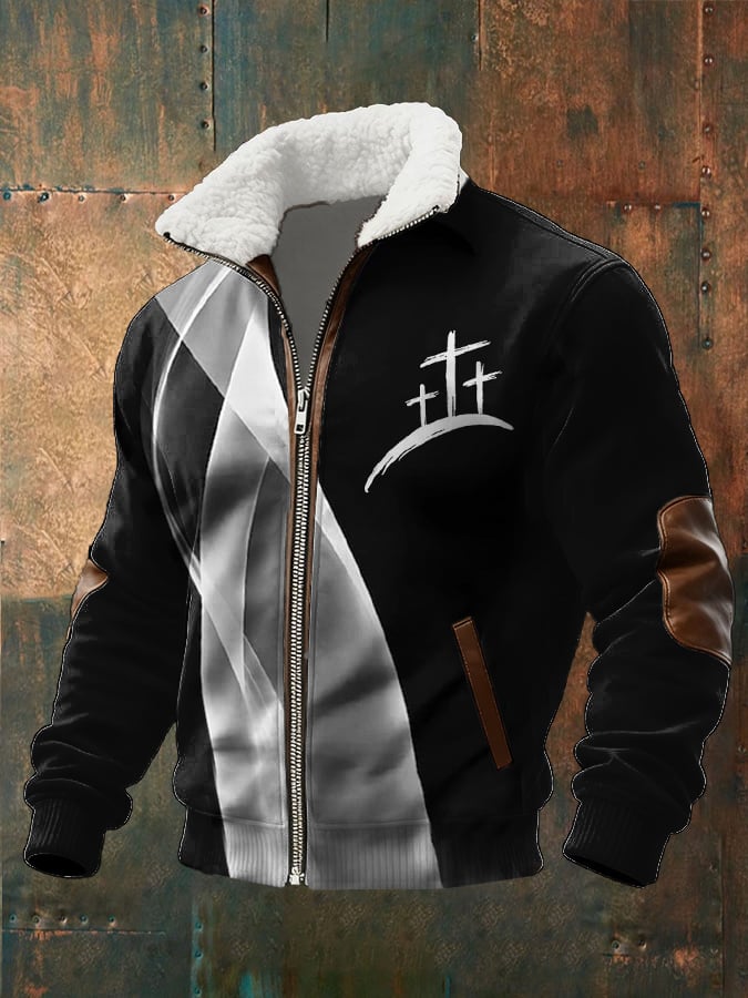 Men's casual color-blocked zip-up jacket