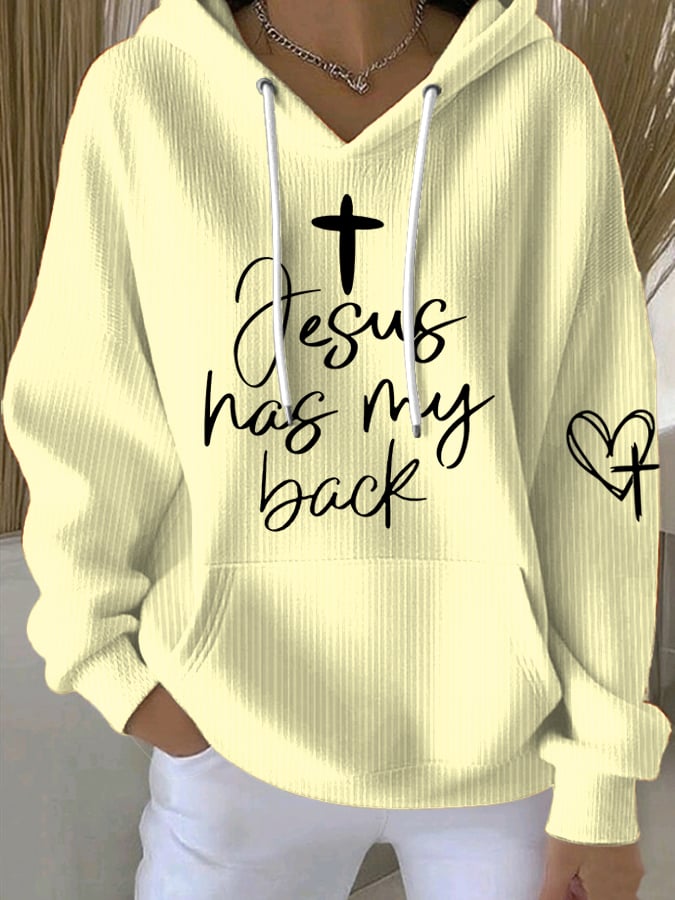 Women's Jesus Has My Back Print Sweatshirts