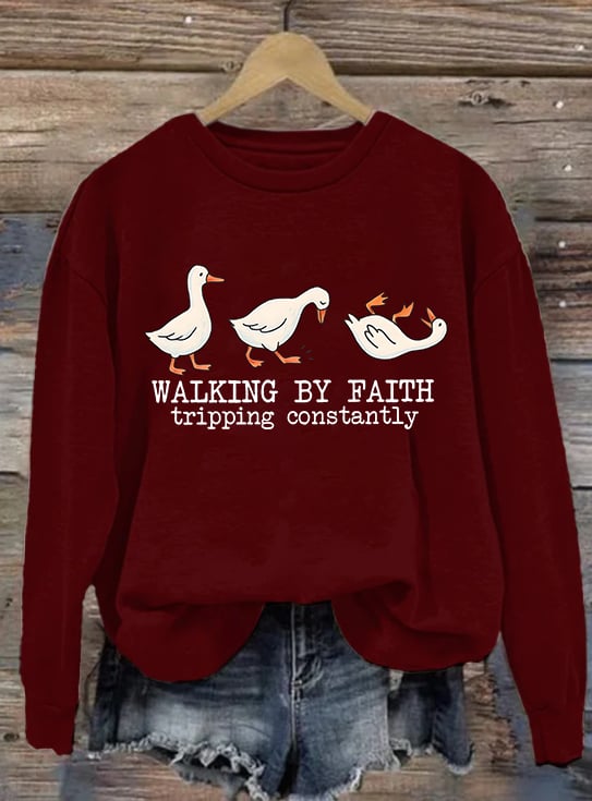 Women's Walking by Faith Tripping Constantly Sweatshirt