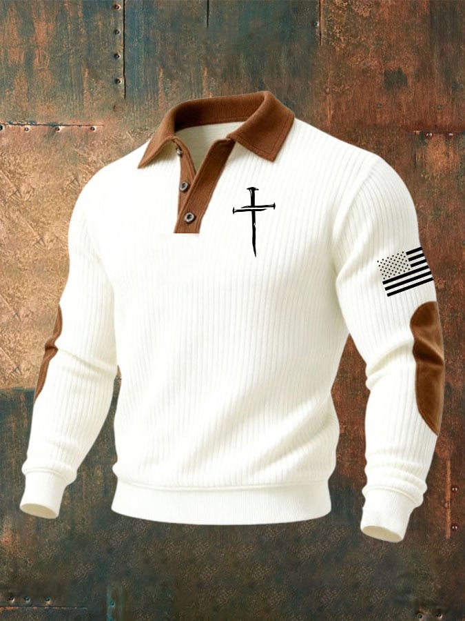 Men'S Faith Cross Print Casual Sweatshirt