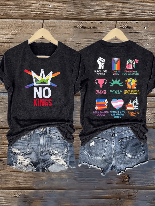 🔥Buy 3 Get 15% Off🔥Women's No Kings Print T-Shirt