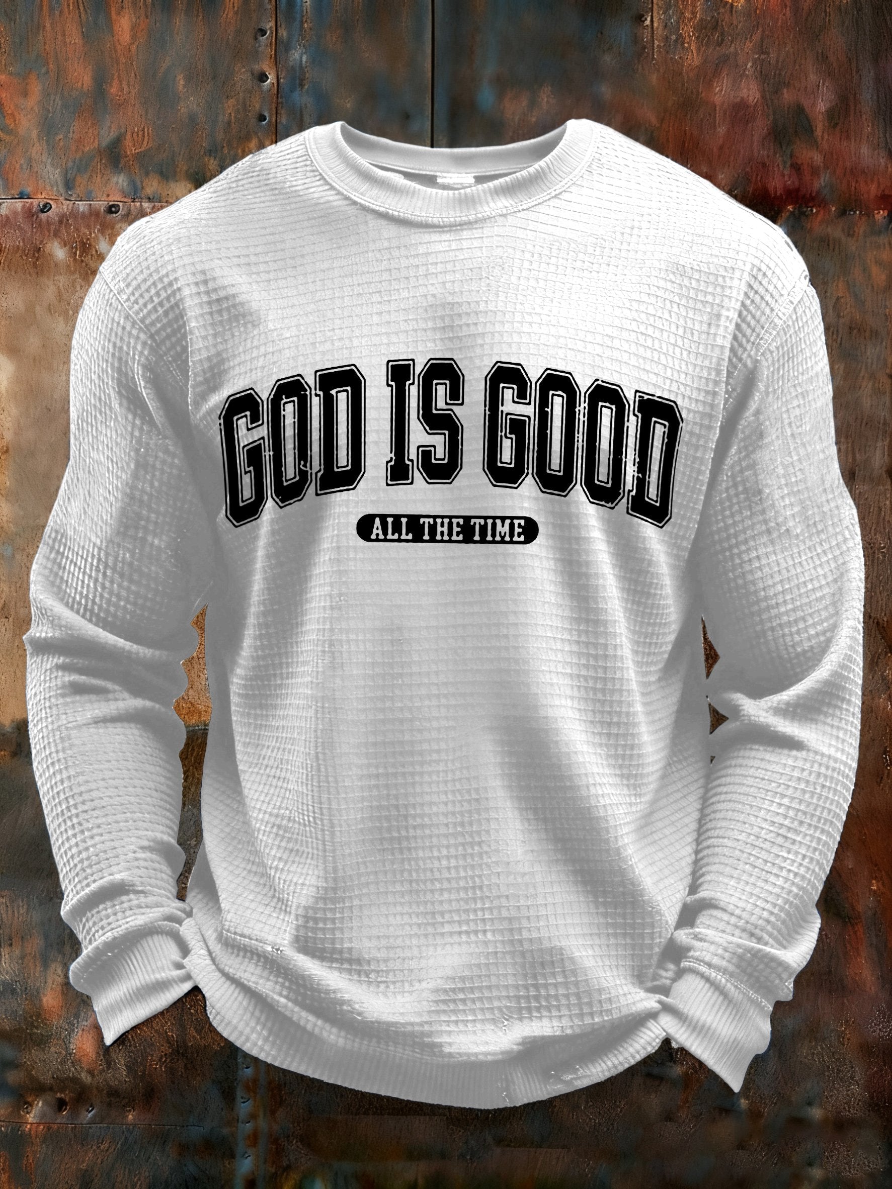 Men's God Is Good All The Time Printed Casual Long-Sleeved Top