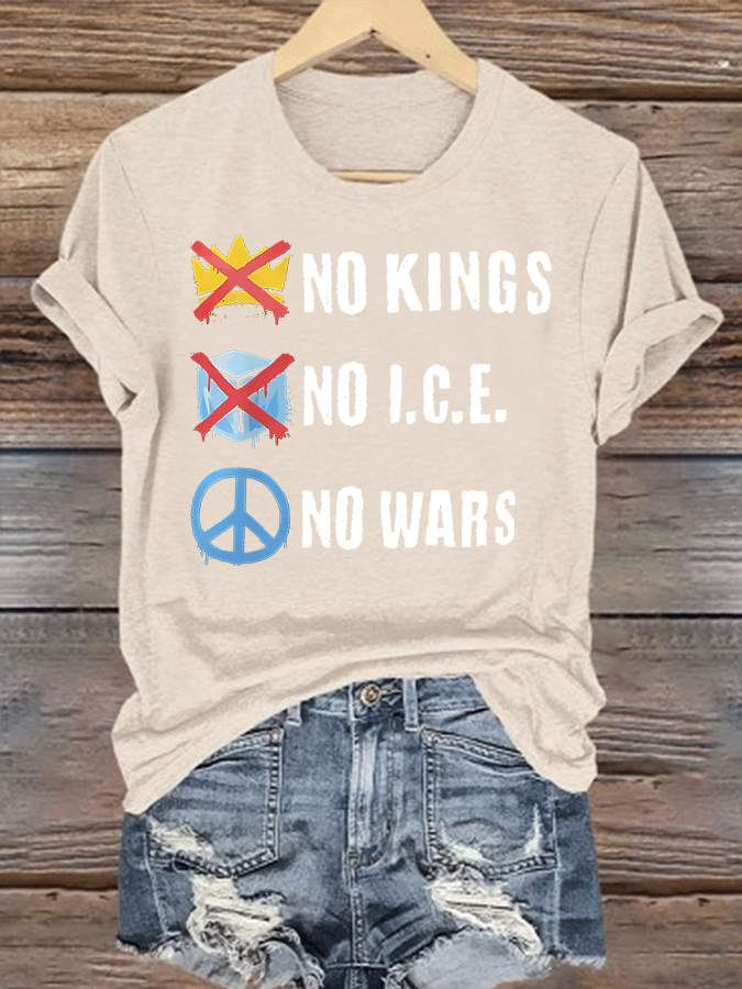 🔥Buy 3 Get 15% Off🔥Women's No Kings Print T-Shirt