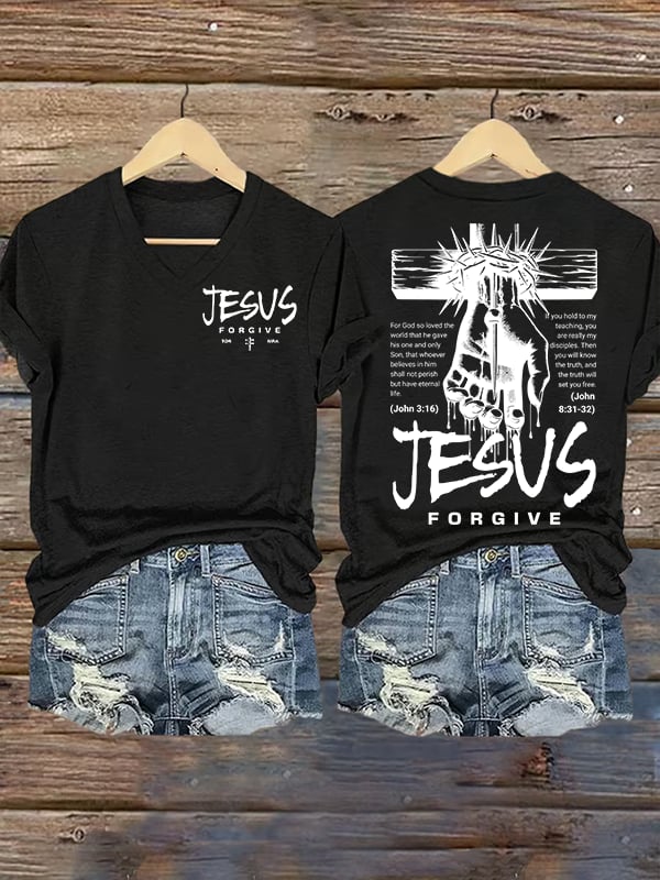 Women's Jesus Loves You Chirtsian printing T-Shirt