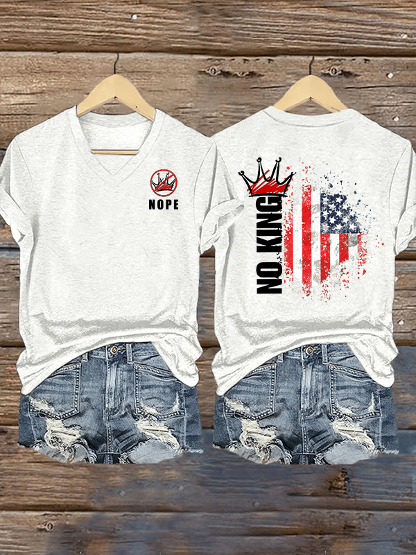 🔥Buy 3 Get 15% Off🔥Women's NOPE No King American Flag Print T-Shirt
