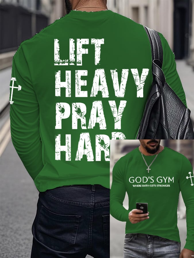 🔥Buy 3 Get 15% Off🔥Men's Raven's Gym Faith Printed Long Sleeve Top