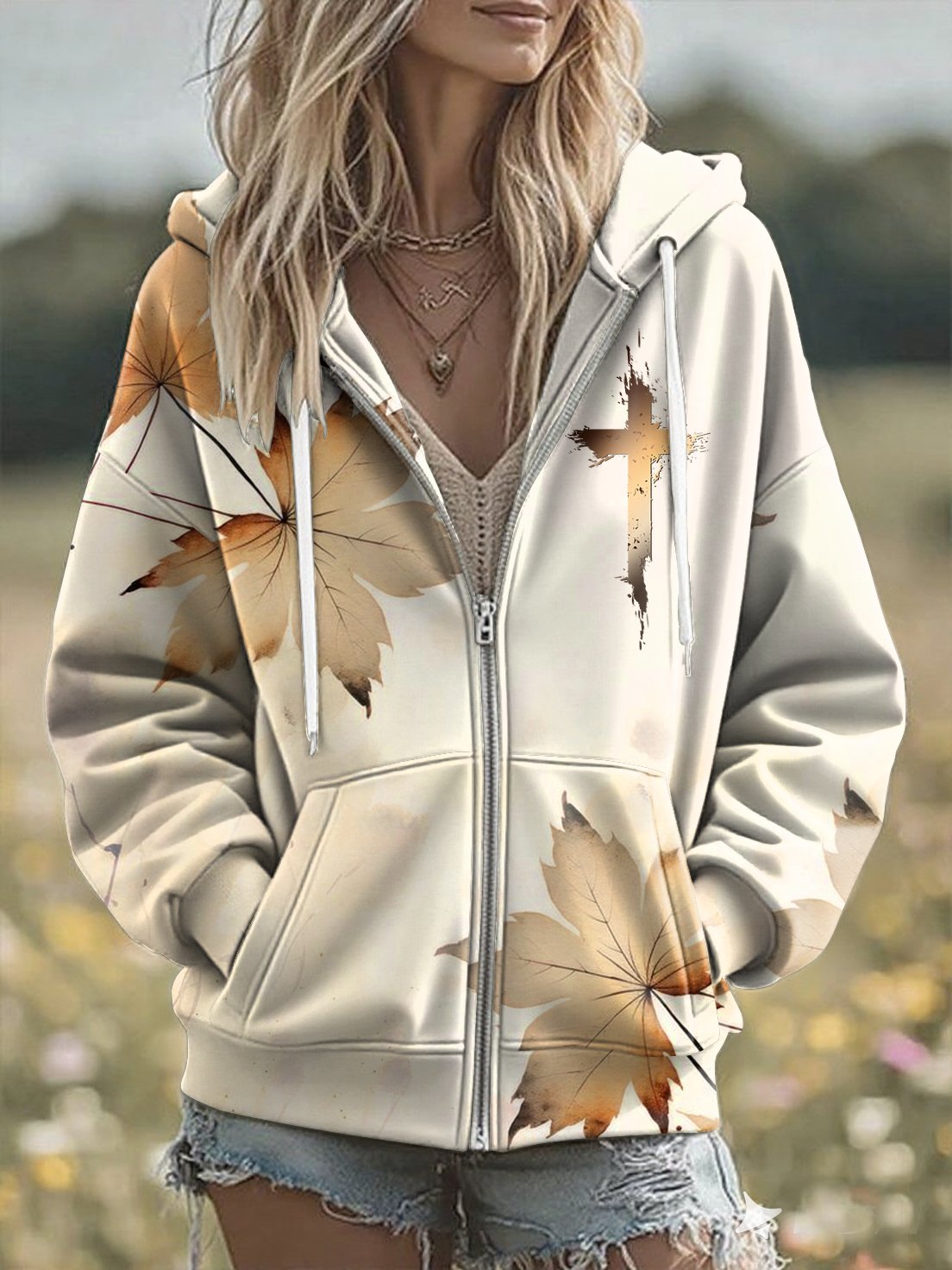 Women'S Casual Autumn Faith Print Hoodie