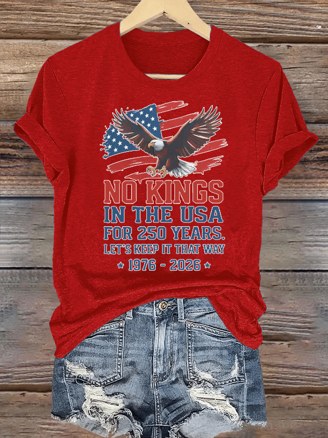 🔥Buy 3 Get 15% Off🔥Women's No Kings USA Patriotic Tee ,250 Years of Democracy printed T-shirt