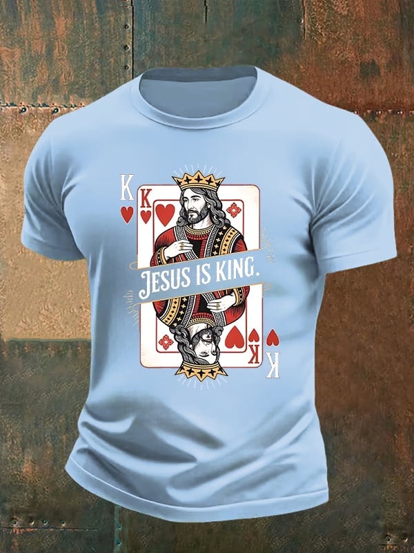 Men's Jesus Is King Christian Print T-Shirt