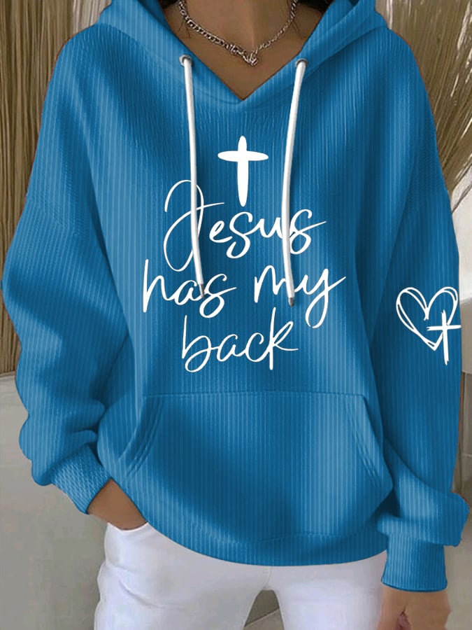 Women's Jesus Has My Back Print Sweatshirts