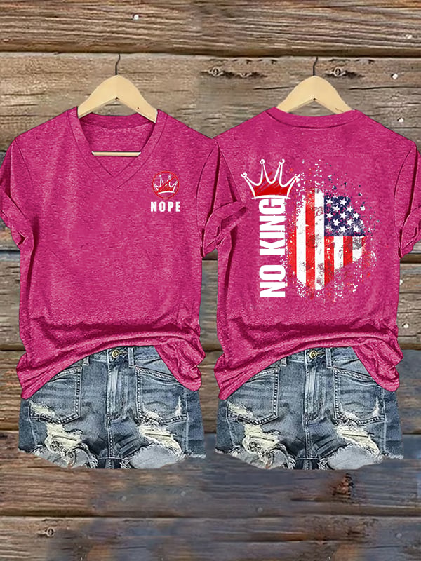 🔥Buy 3 Get 15% Off🔥Women's NOPE No King American Flag Print T-Shirt