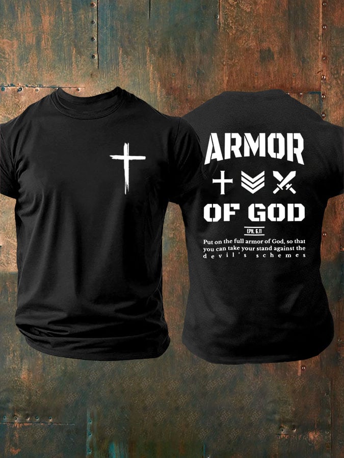 🔥Buy 3 Get 15% Off🔥Men's Christian Armor of God Front and back Design Casual T-Shirt