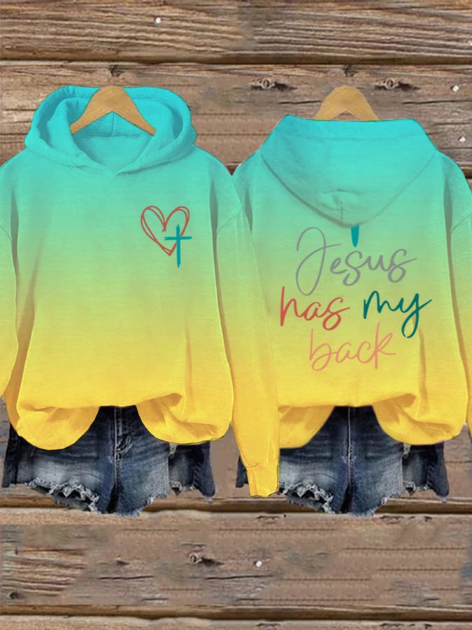 Women's Jesus Has My Back Print Sweatshirts