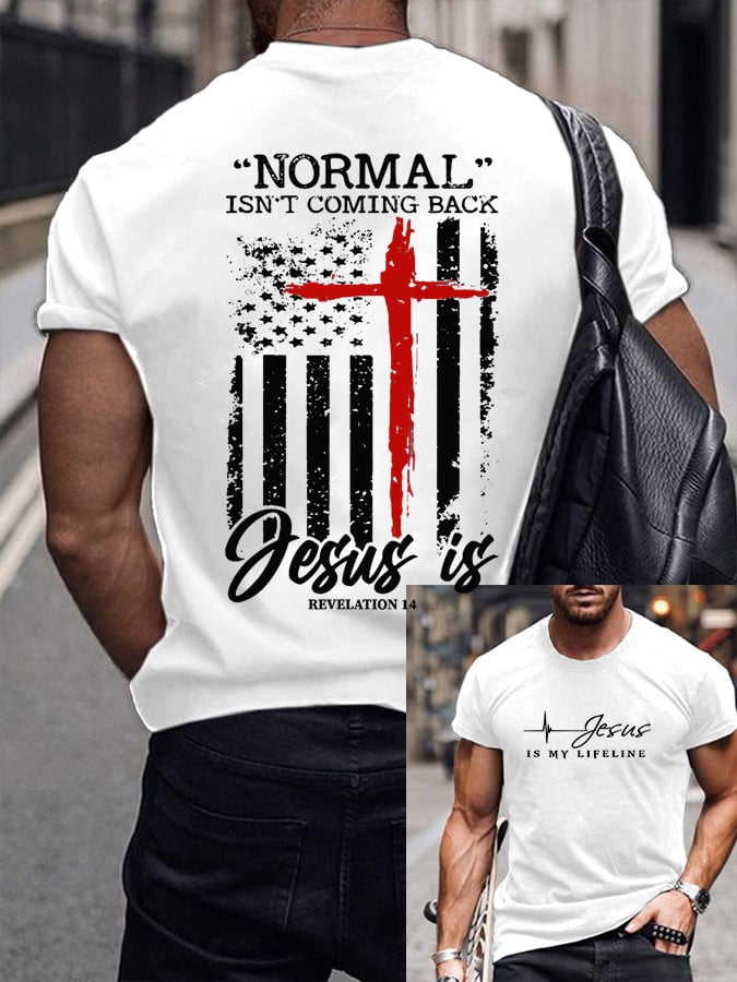 🔥Buy 3 Get 15% Off🔥Men's Faith Print Crew Neck T-Shirt