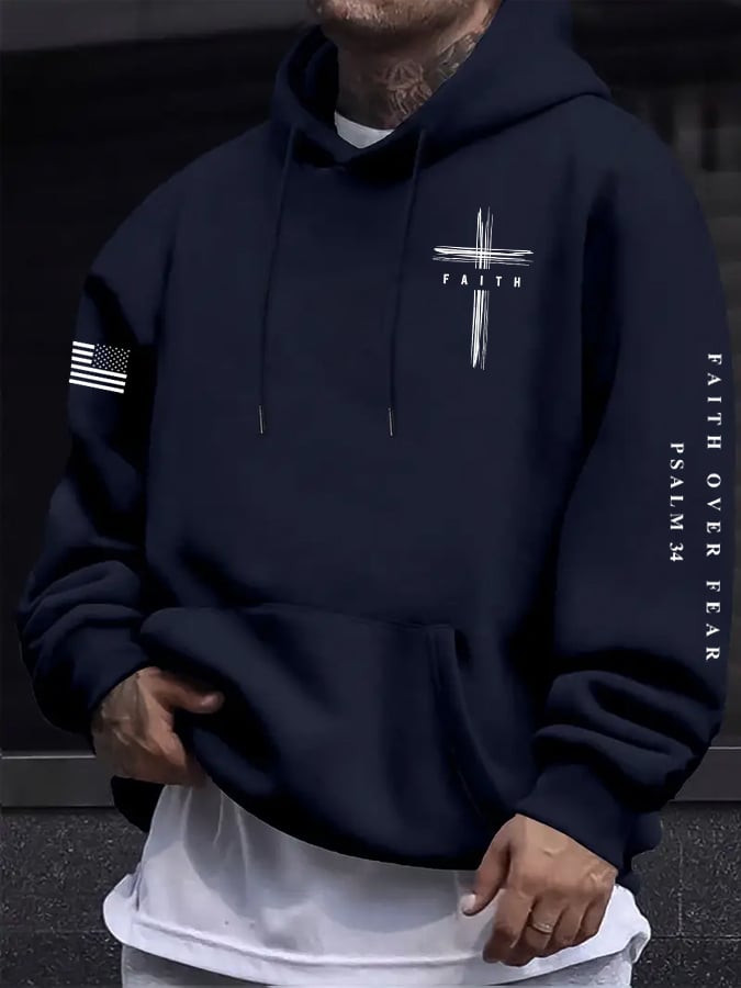 🔥Buy 3 Get 15% Off🔥Men's Faith Over Fear Print Hoodie