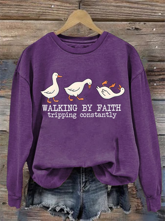 Women's Walking by Faith Tripping Constantly Sweatshirt