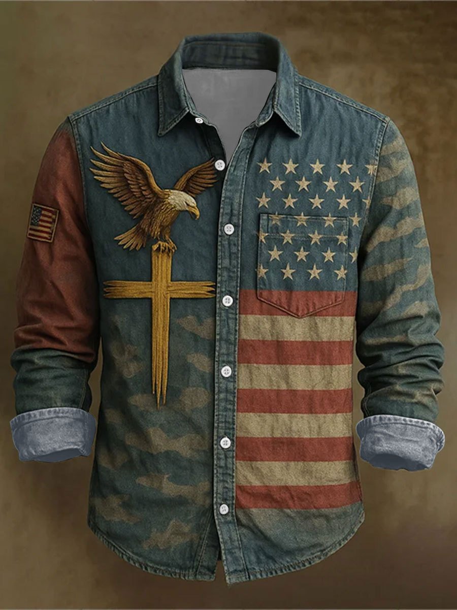 Men's Faith Printed Long Sleeved Casual Shirt