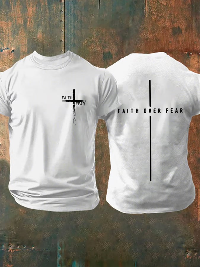 🔥Buy 3 Get 15% Off🔥Men's Faith Over Fear Printed Casual T-Shirt