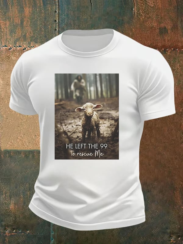 🔥Buy 3 Get 15% Off🔥Men's He Left the 99 to Rescue Me, Jesus and Lost Sheep, Christian T-shirt